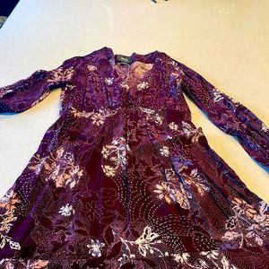 Maeve Purple Floral Midi Dress